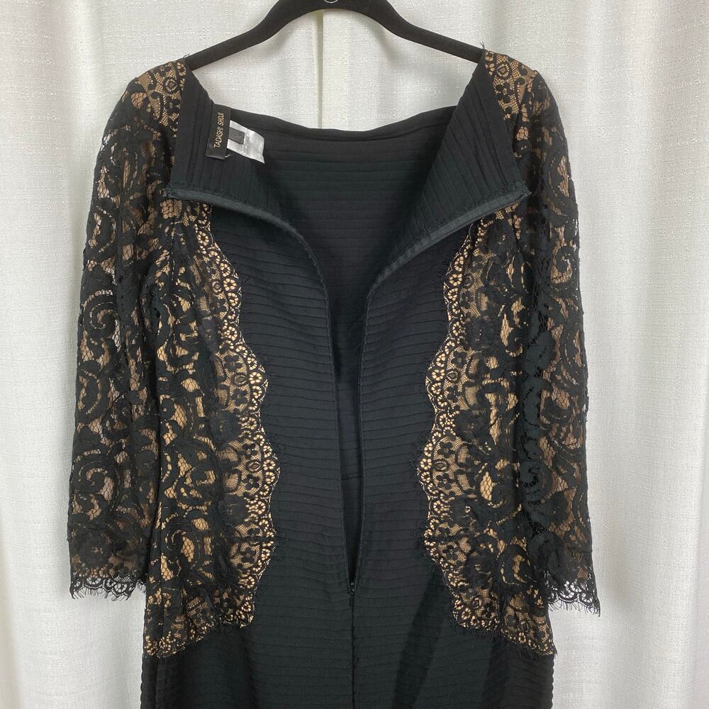 Tadashi Shoji Black Lace Inset Sheath Midi Dress Sz.L - Picture 11 of 14